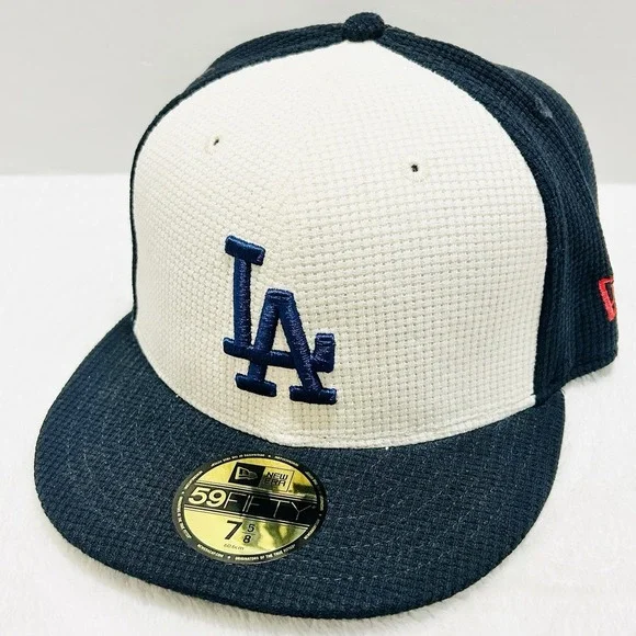New Era Los Angeles Dodgers Thermal Front 59FIFTY Fitted Hat Cap 7 5/8 Blue MLB - Picture 1 of 5